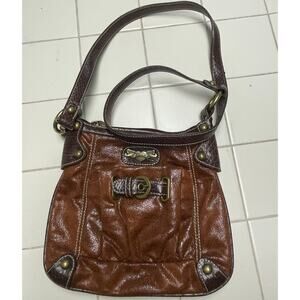 Kathy Van Zeeland Y2K Crossbody Purse Fleur De Lis Buckles